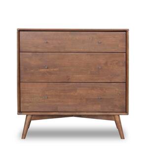 Modern Solid Wood Walnut Brown 3-drawer Tall Francesca 32 in. W Bedroom Dresser