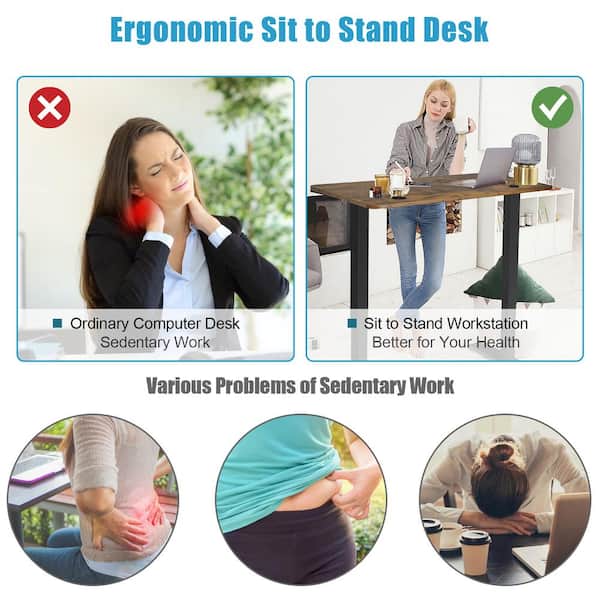 Costway Anti-Fatigue Standing Desk Mat Ergonomic Comfort Floor Foot Mat  Home Office Work