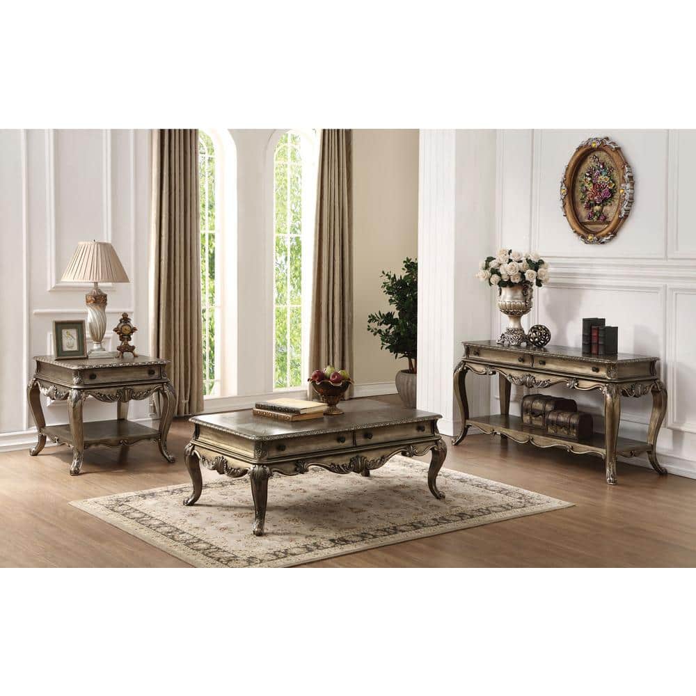 Vintage Oak Rectangular Coffee Table with Cabriole Legs and Storage
