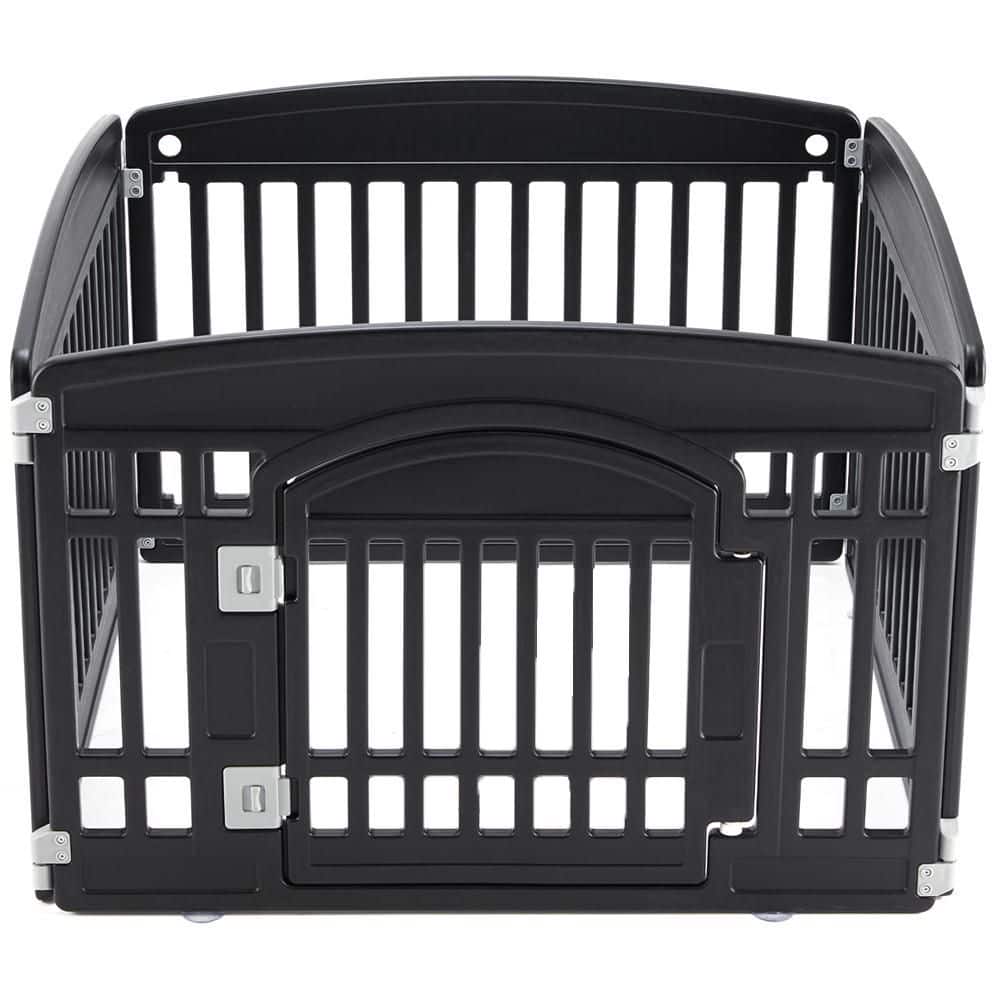 Dog Playpen, 24 in. H 4 Panels Fence Indoor Outdoor Plastic Foldable Dog Ke