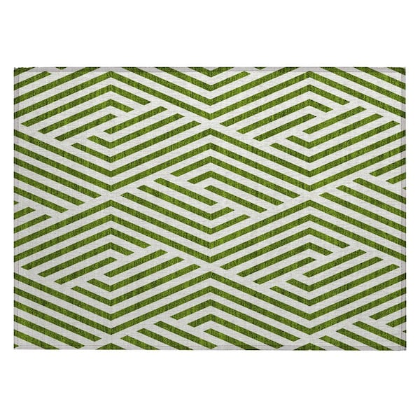 Addison Rugs Chantille ACN550 Olive 1 ft. 8 in. x 2 ft. 6 in. Machine Washable Indoor/Outdoor Geometric Area Rug