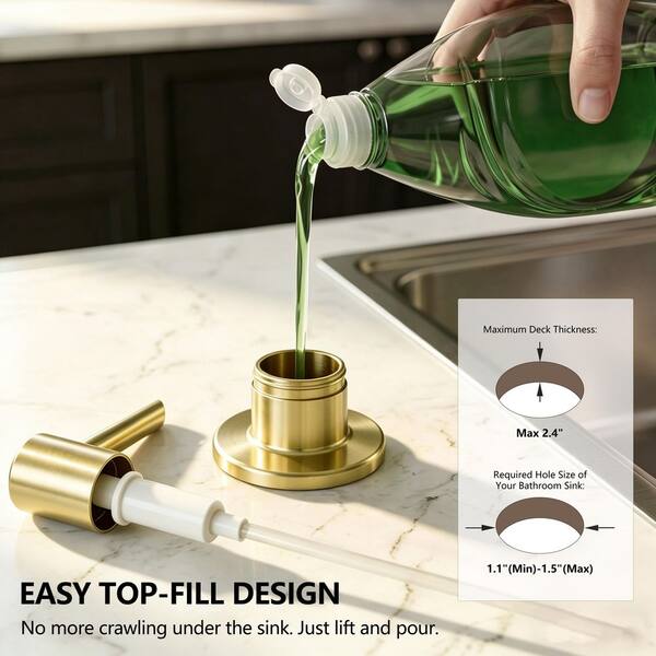 BWE Kitchen Sink Soap Dispenser with Check Valve Extension Tube
