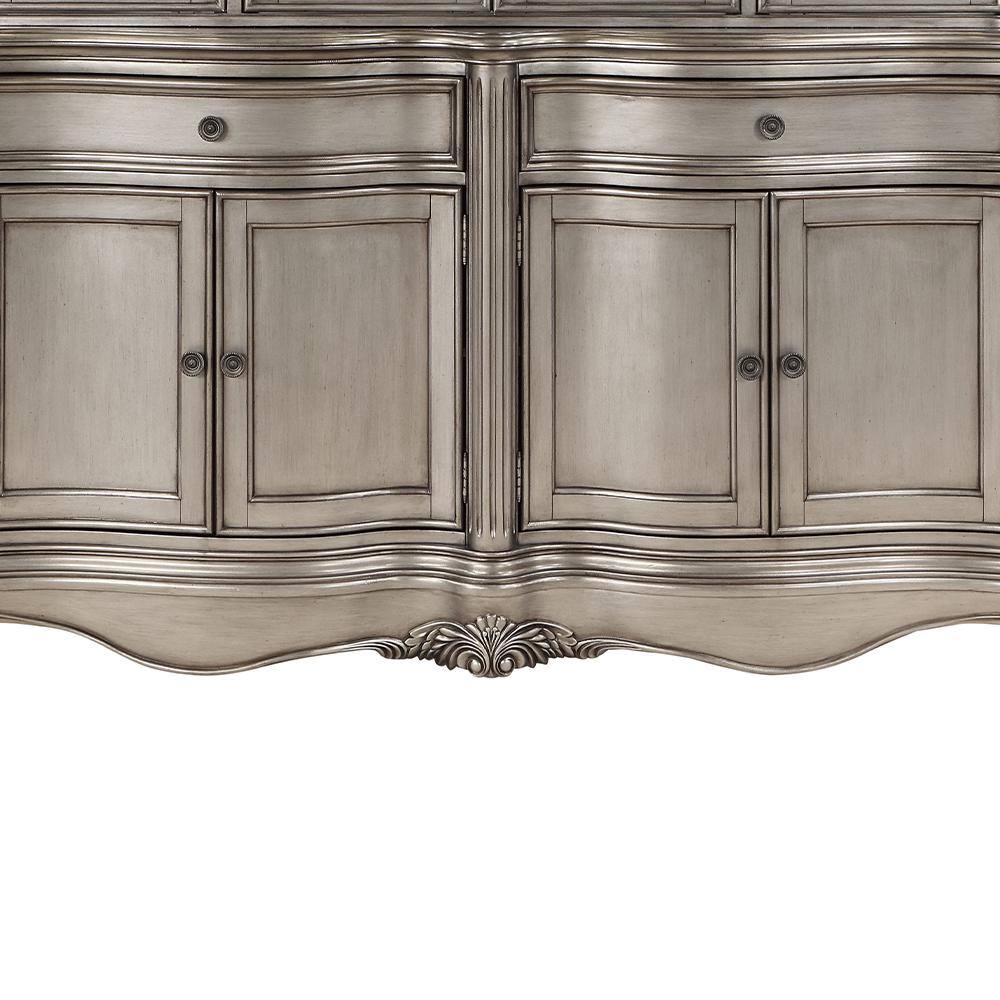 Ariadne 92" Antique Platinum China Cabinet with Glass Shelves