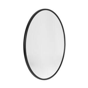 Medium Round Black Hooks Contemporary Mirror (28 in. H x 28 in. W)