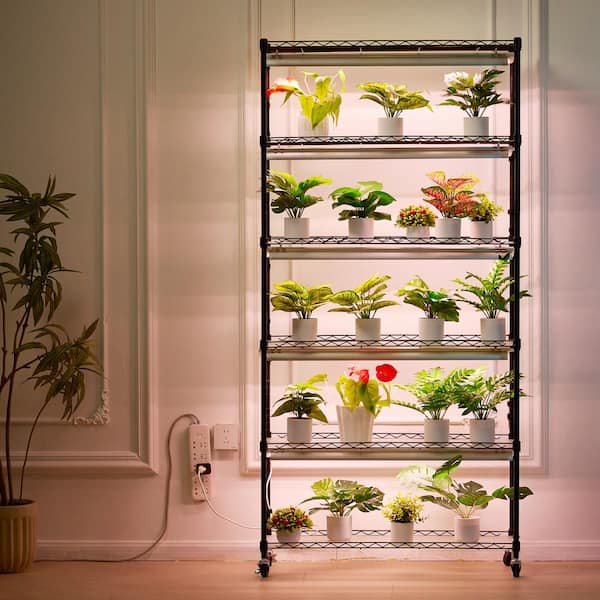 SVOPES Plant Stand with Grow Light, 6-Tier Large Tall Shelf, 150W