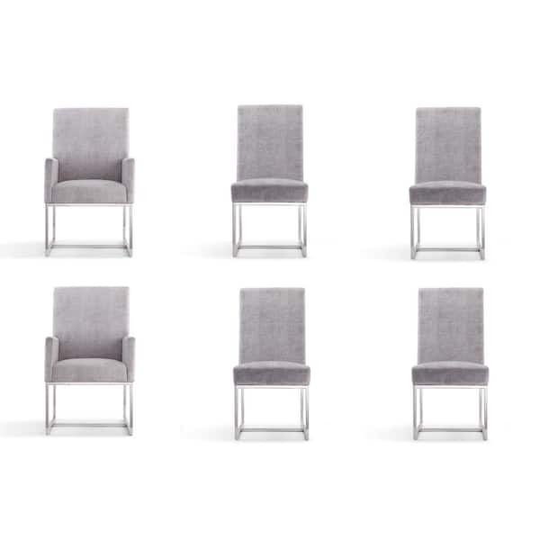 Grey velvet dining chairs set of 6 hot sale