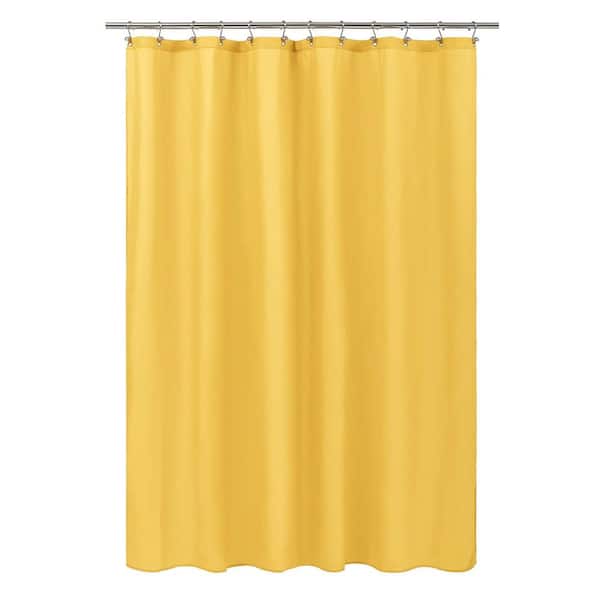 EVIDECO French home goods Solid Eva 71 in. x 78 in. H Mustard Yellow Bath Shower Curtain
