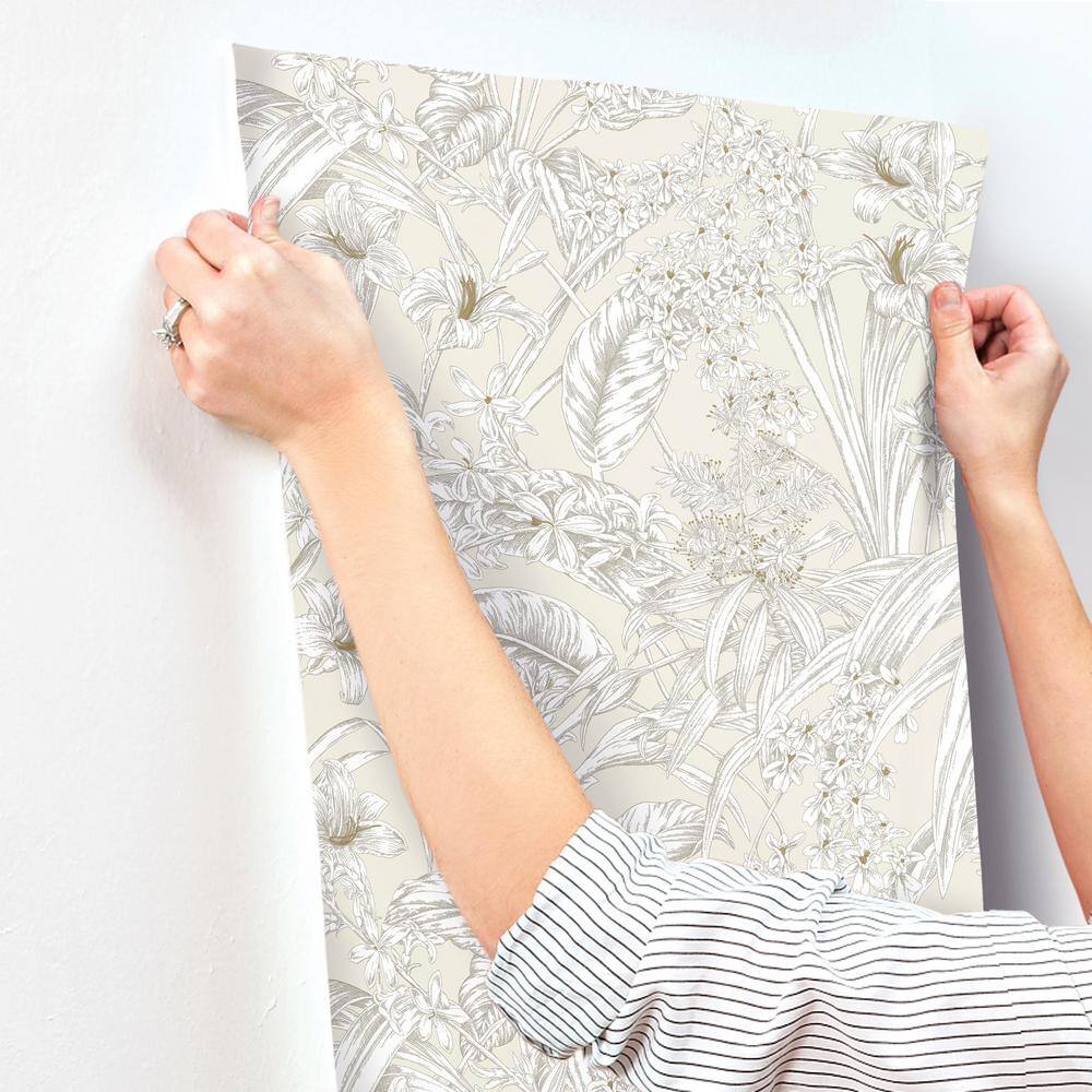 Beige and Taupe Floral Conservatory Toile Wallpaper