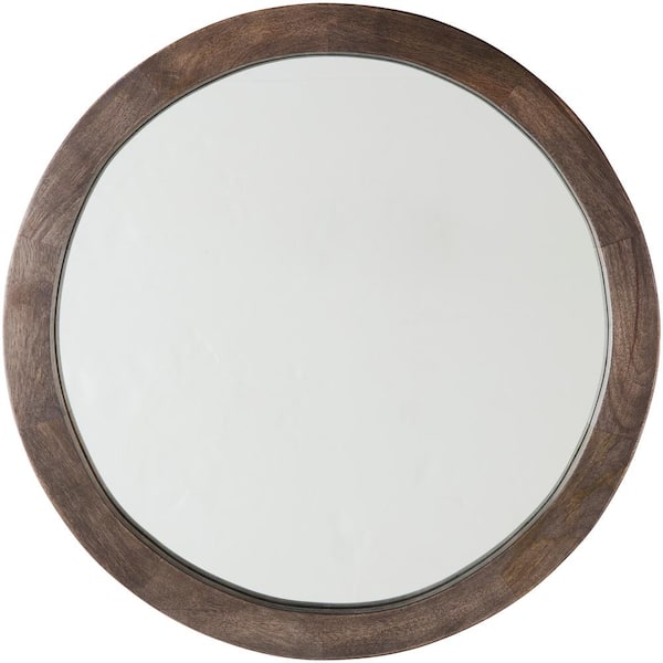 Livabliss Atticus 18 in. H x 18 in. W Brown Round Traditional Mirror