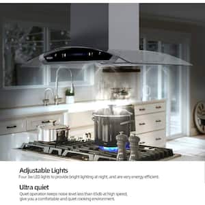 29.3 in. 900 CFM Ducted Island Mount Range Hood in Stainless Steel with LED Light and Glass Panel