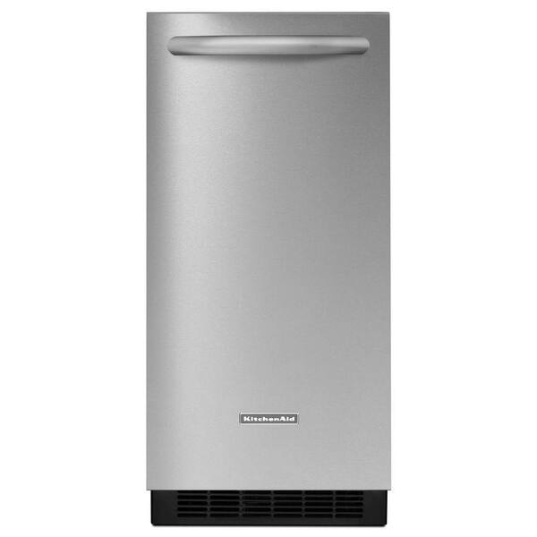 KitchenAid Architect Series II 15 in. 50 lb. Freestanding or Built-In Icemaker with Drain Pump in Stainless Steel