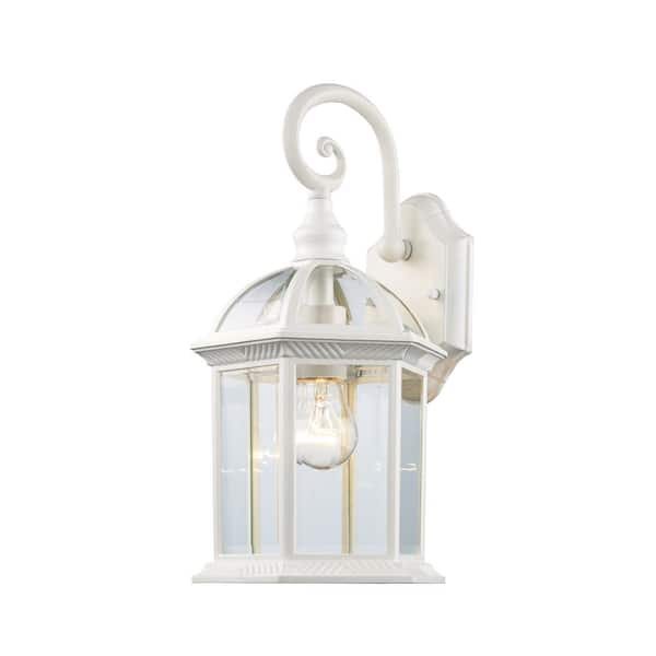 Bel Air Lighting Wentworth 1-Light Small White Outdoor Wall Light Fixture with Clear Glass