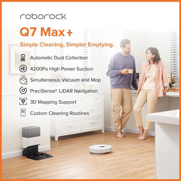 Roborock Q7 Max+ Robot Vacuum with Auto-Empty Dock Pure