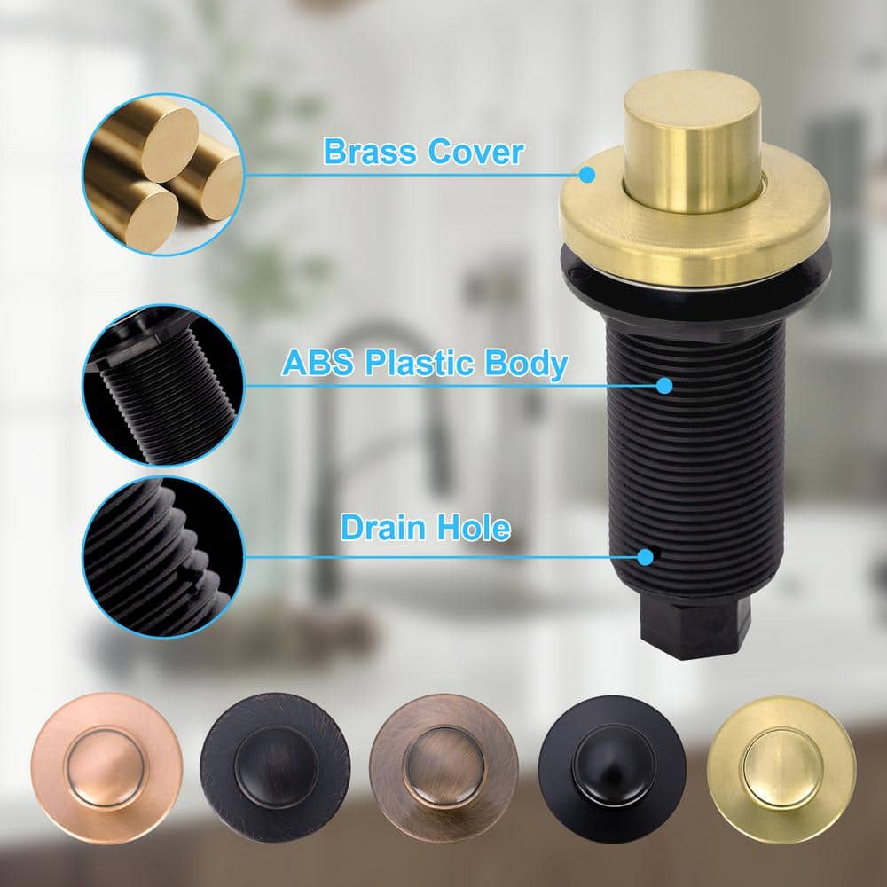 Brushed Gold Solid Brass Garbage Disposal Air Switch Kit