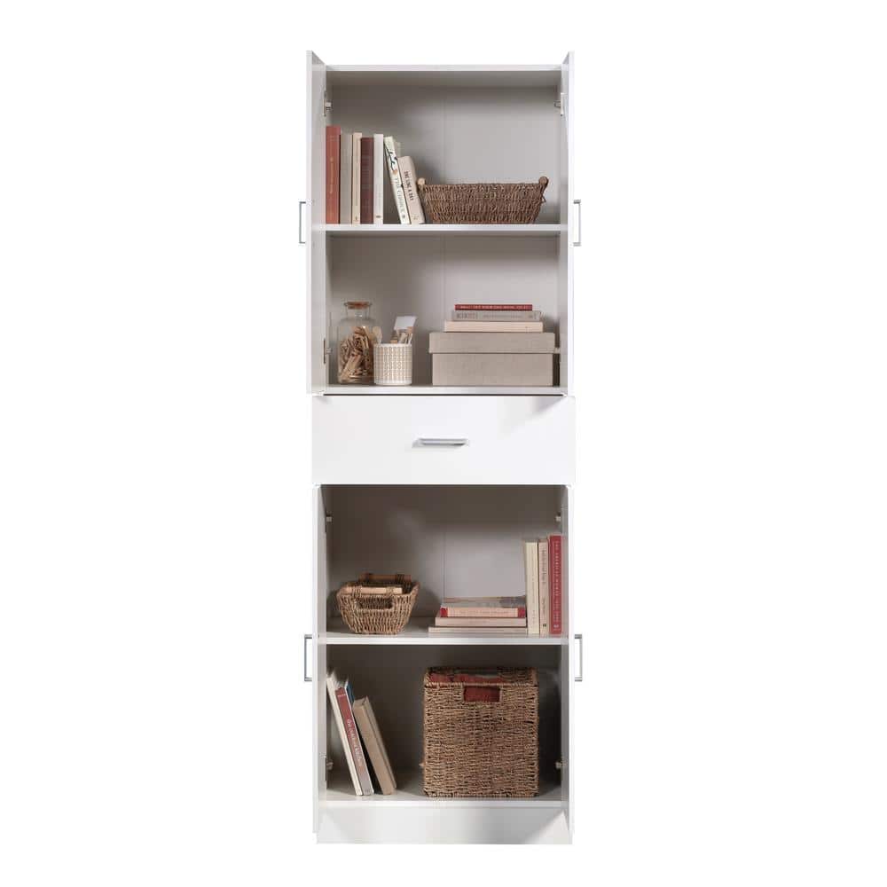 White Freestanding Storage Cabinet with Adjustable Shelving