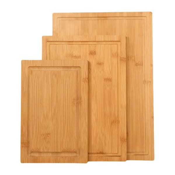 Numhew 3-Piece Bamboo Cutting Boards Set with Juice Groove, Bamboo Chopping Board Set for Meat and Vegetables