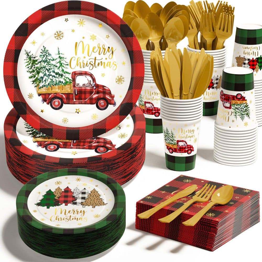 50 Buffalo Plaid Weihnachtstischsets Aus Papier – 27,9x35,6 Cm, Einweg, Mit Vintage-Weihnachtsbaum-Motiv, Ideal Für Festtafel, Party Oder Als Festliche Tischdeko