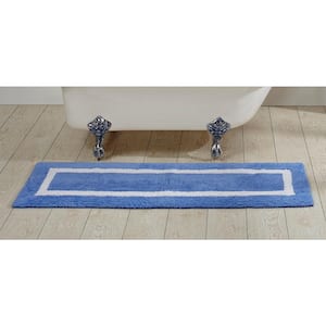 Hotel Collection Blue/White 20 in. x 60 in. 100% Cotton Bath Rug
