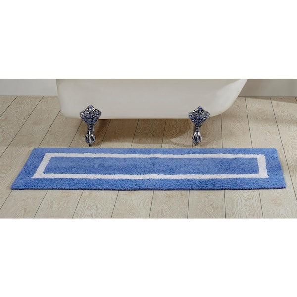 Better Trends Hotel Collection Blue/White 20 in. x 60 in. 100% Cotton Bath Rug