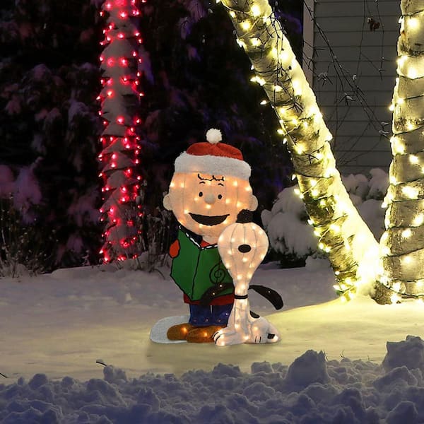 Product Works Peanuts 32 In Charlie Brown Singing Snoopy Ornament Christmas Yard Art Pw 36253 L2d - Peanuts Outdoor Christmas Decorations Home Depot