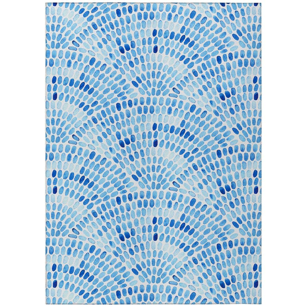 Blue Gradient Chenille Flat Woven Rectangular Rug 3' x 5'