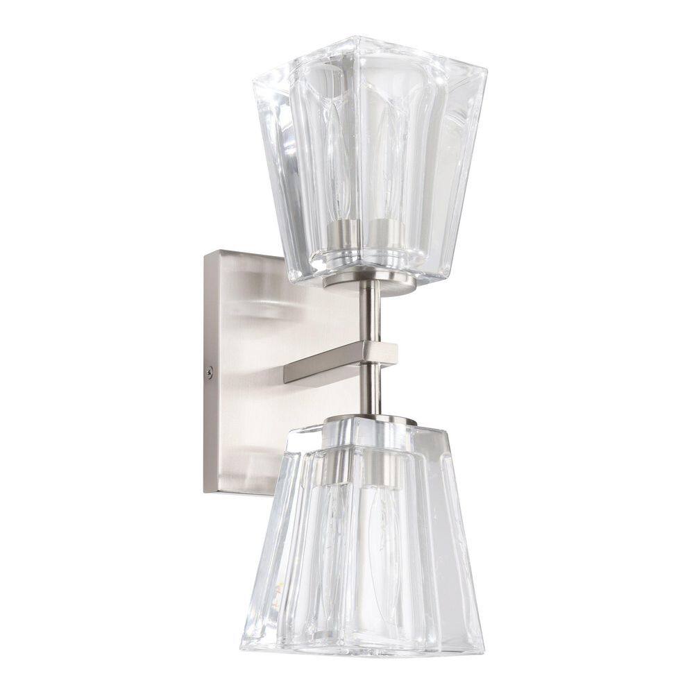 Valentin 13-in. 2-light Brushed Nickel Vanity Light with Clear Pressed Glass Shades price history on PriceWatchPro