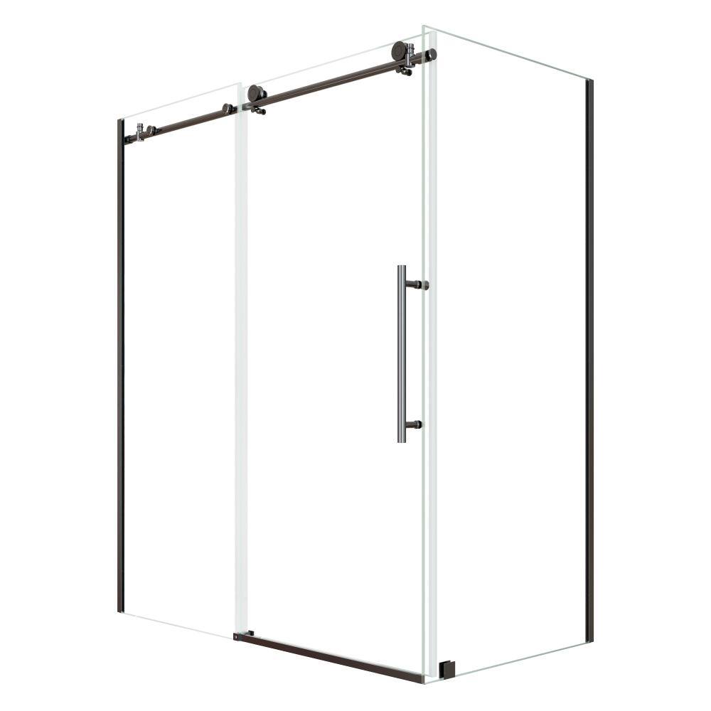 56-60 in. W x 32 in. D x 72 in. H Frameless Corner Sliding Shower Door Enclosure in Matte Black 5/16 in. Clear Glass price history on PriceWatchPro