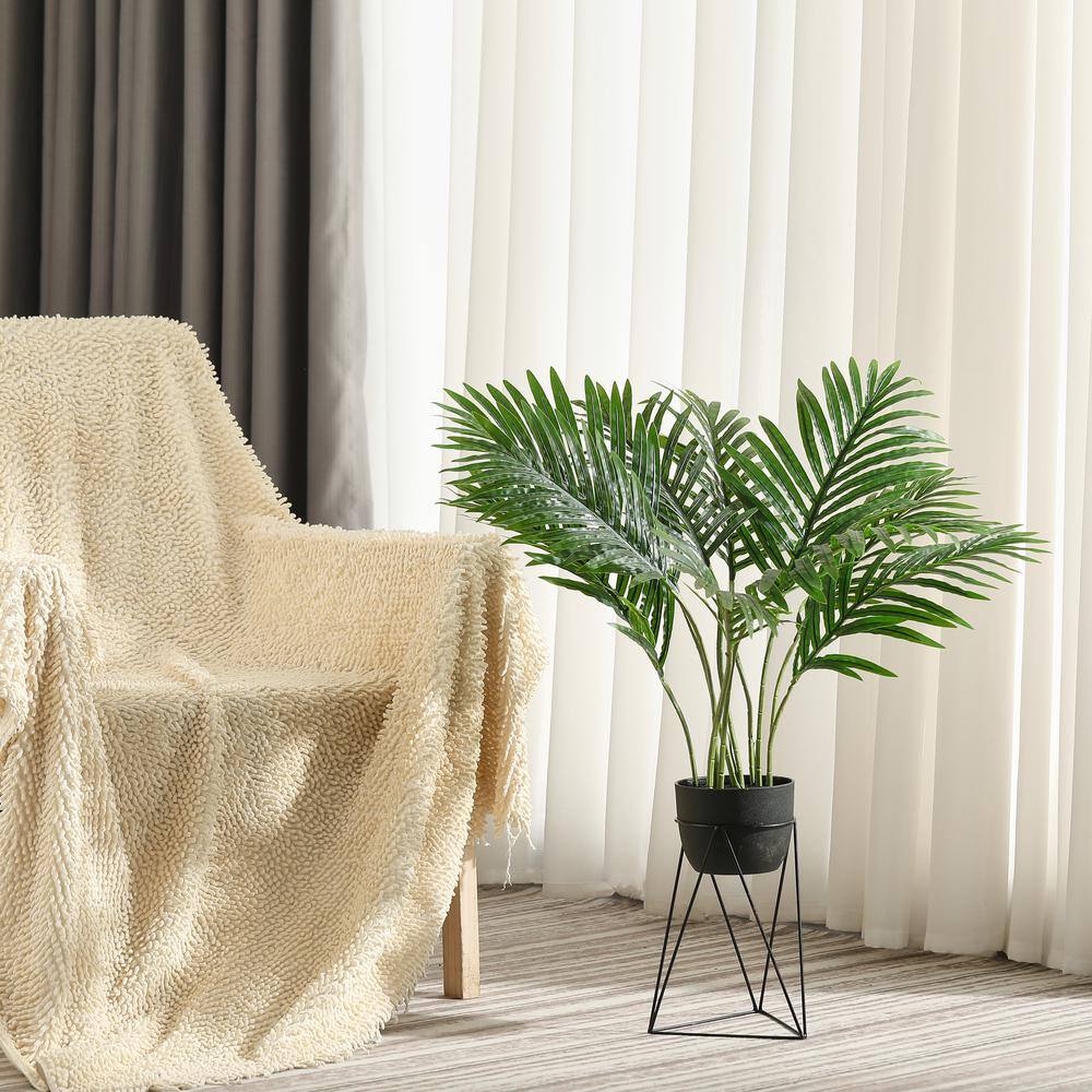 Tropical Paradise 24" Artificial Areca Palm with LED Lights in Black Pot