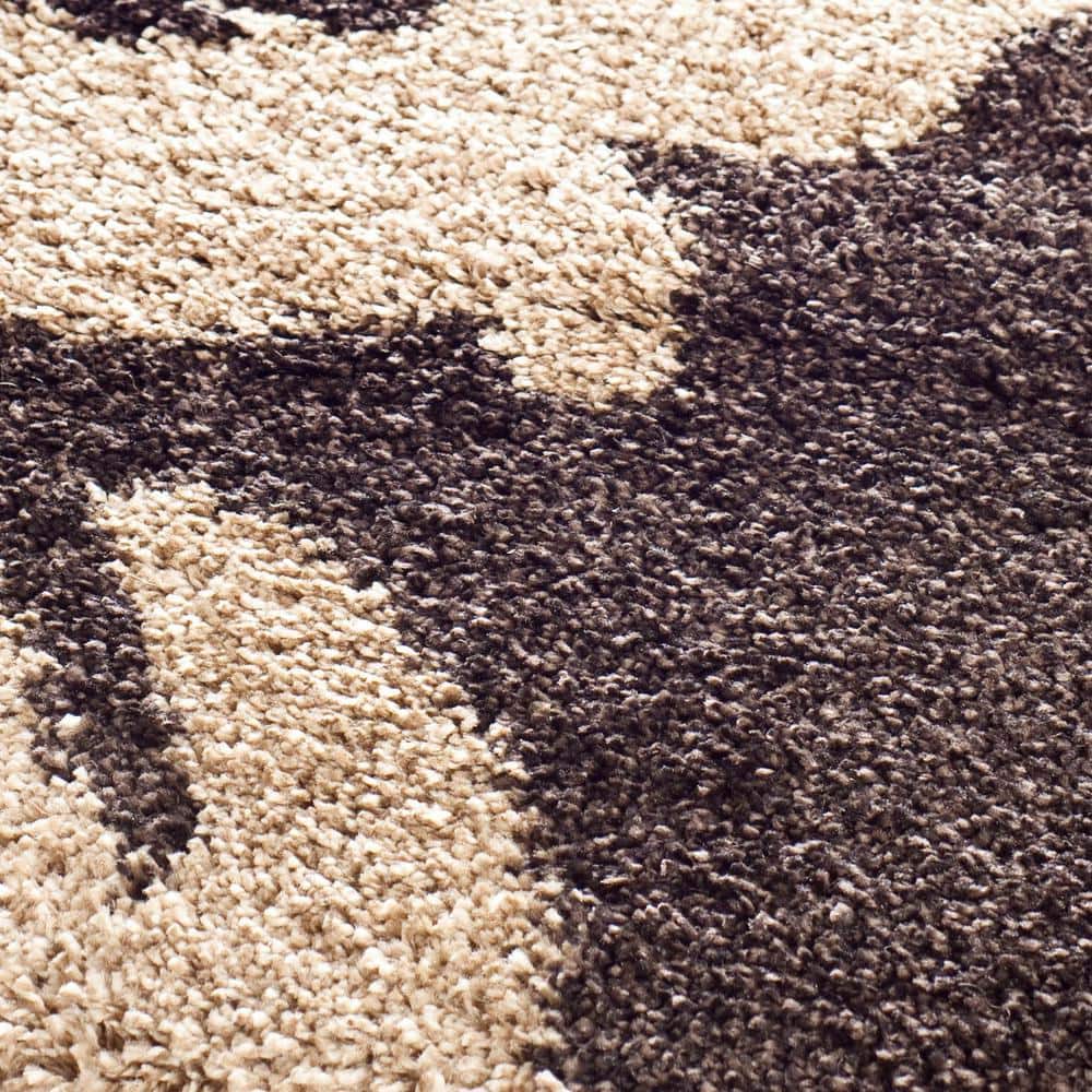 Cozy Haven Dark Brown and Smoke Plush Shag Area Rug 6' x 9'