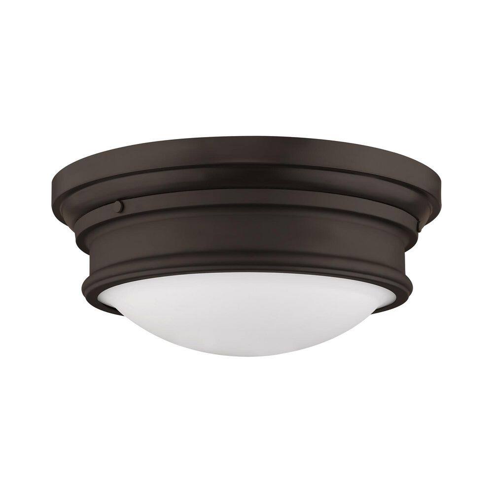 Bronze 15.5" Hand Blown Glass 3-Light Flush Mount