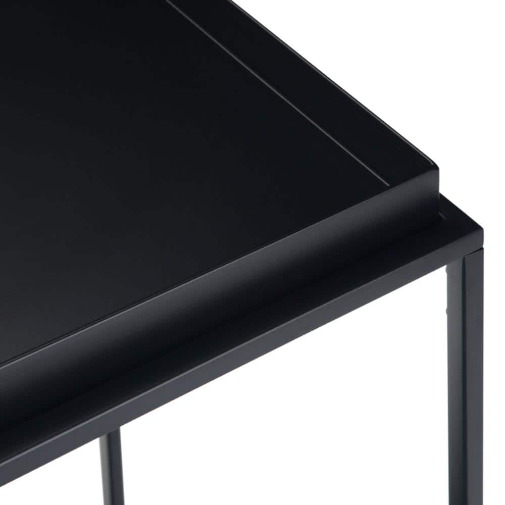 Garner Black Metal Tray Top Console Table with Storage