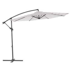 10 ft. Market Offset Patio Umbrella in Taupe Stripe