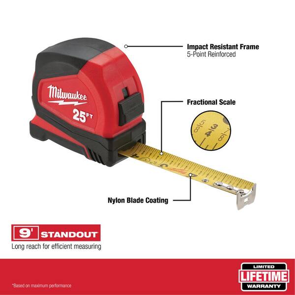 Milwaukee 12 Ft Compact Tape Measure 48 22 6612 The Home Depot