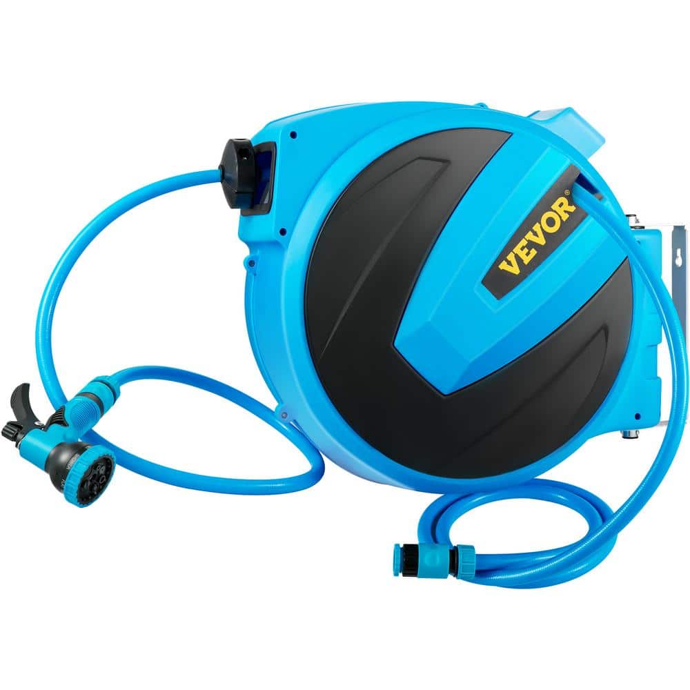 1Set Wall/Floor Mounted Hose Reel Blue With Hose Adapter For