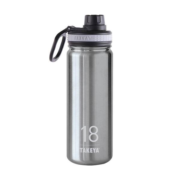 Takeya 18 Oz. Originals Insulated Stainless Steel Bottle with Spout Lid in Steel