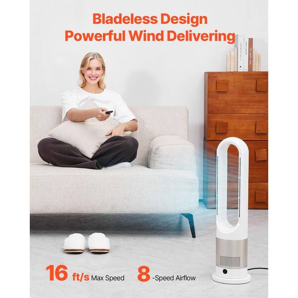 SKYSHALO Tower Fan Bladeless, 7.1 in. 16 ft. /s Velocity