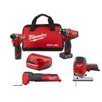 M12 FUEL 12V Lithium-Ion Brushless Cordless Hammer Drill/Impact Driver Combo Kit (2-Tool) w/ Multi-Tool and Jig Saw