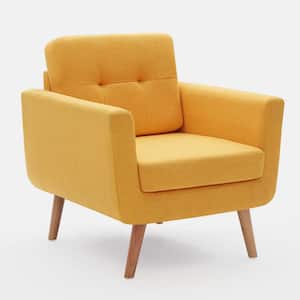Yellow Linen Fabric Arm Chair