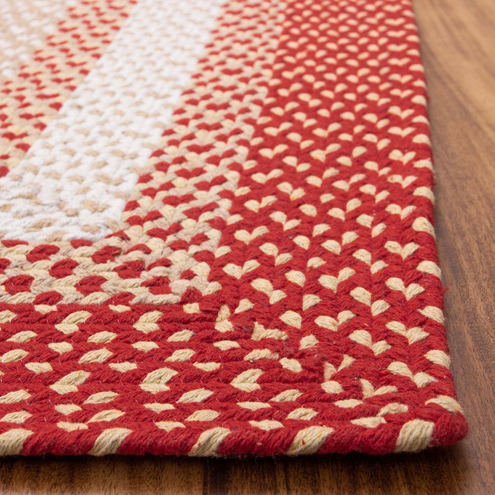 Handmade Red and Cream Cotton Braided Area Rug, 7' x 9'