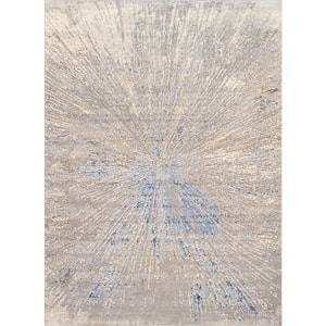 Starburst White 5 ft. x 8 ft. Polypropylene and Polyester Abstract Area Rug