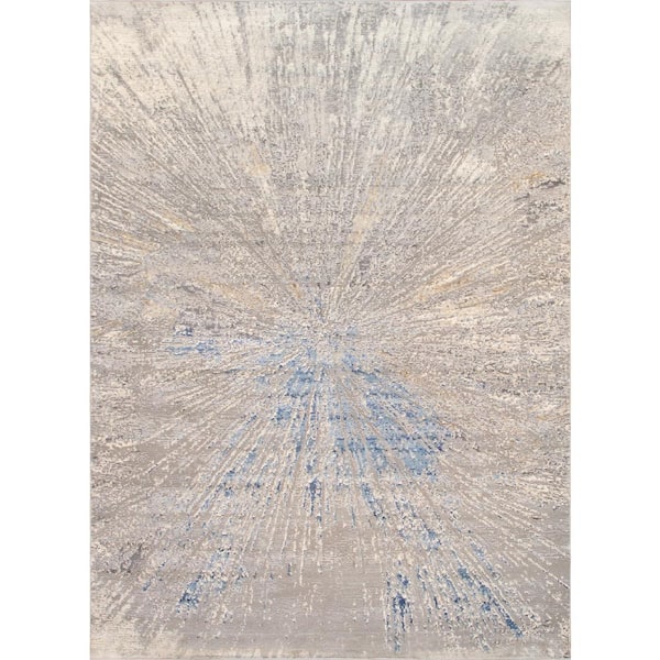 Pasargad Home Starburst White 5 ft. x 8 ft. Polypropylene and Polyester Abstract Area Rug