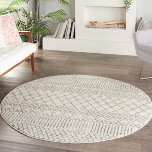Passion Ivory/Grey 5 ft. x 5 ft. Geometric Transitional Round Rug