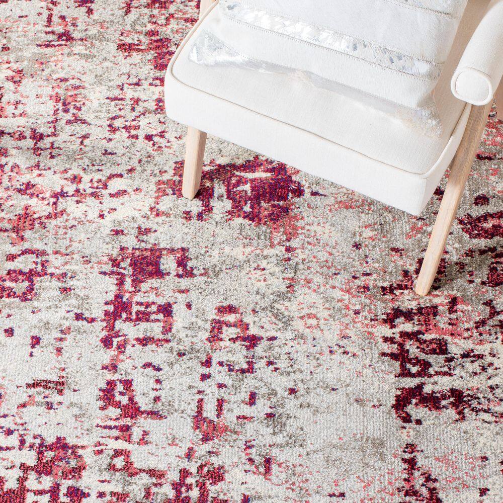 Beige and Purple Synthetic Square Area Rug 6'7"