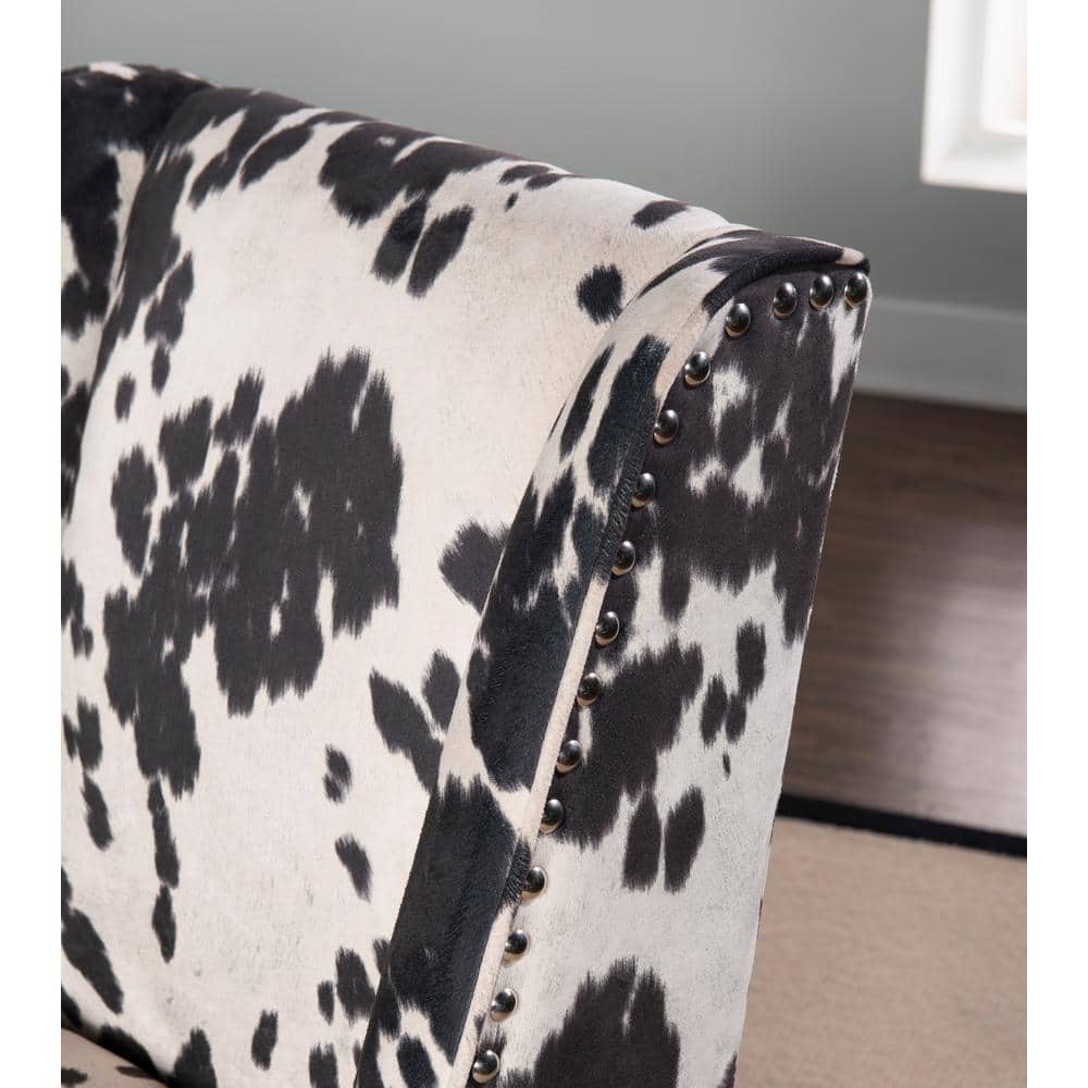 Draper Executive Swivel Office Chair in Black & White Cowhide Print