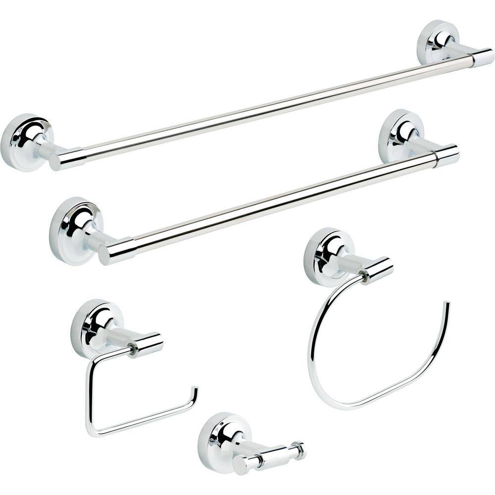 Polished Chrome 24-Inch Wall Mounted Single Towel Bar