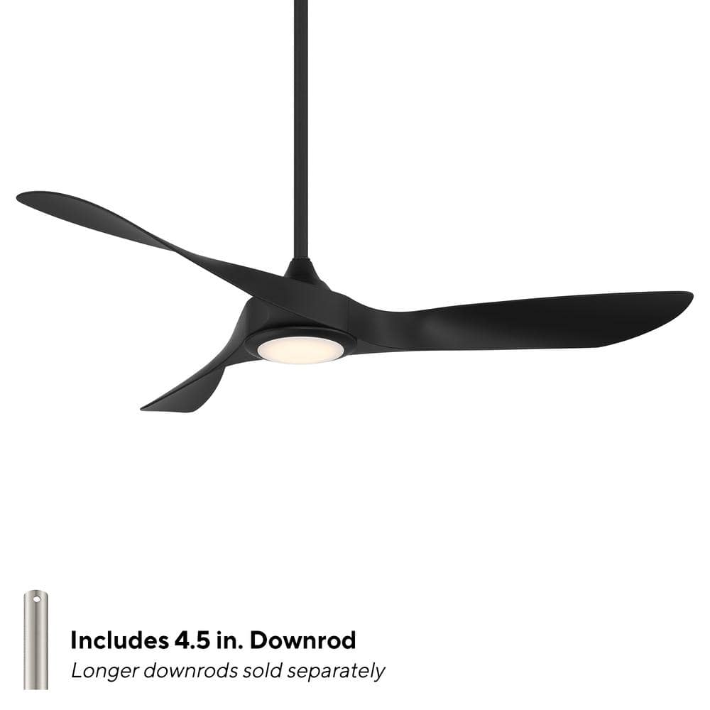 54" Matte Black Smart Ceiling Fan with LED Light and Remote