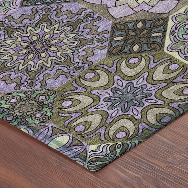 Chantille Machine Washable Indoor/Outdoor Abstract ACN2729 Purple 5 ft. x 7 ft. 6 in. Area Rug