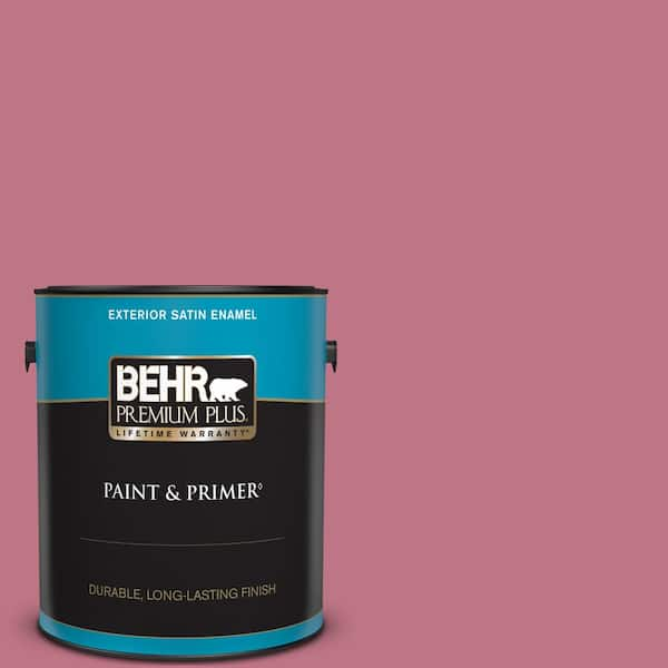 BEHR PREMIUM PLUS 1 gal. #110D-4 Rosily Satin Enamel Exterior Paint & Primer