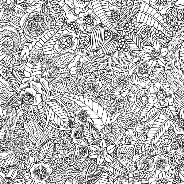 Unbranded Dharma Black Inked Flowers Wallpaper