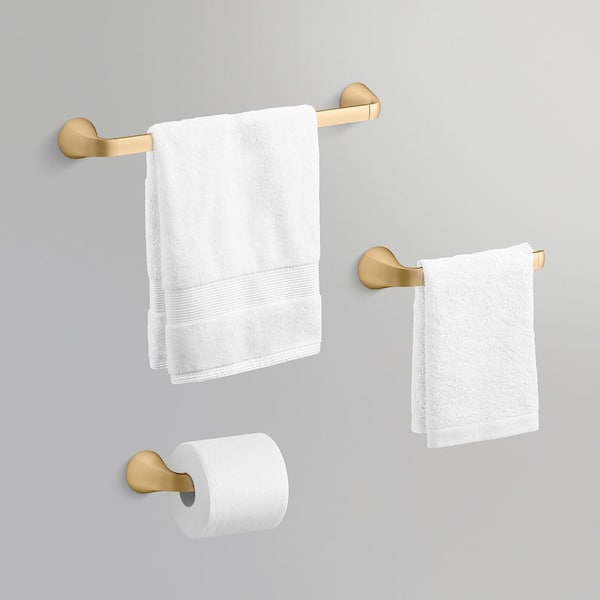 Cursiva 3-Piece Bath Hardware Set in Vibrant Brushed Moderne Brass